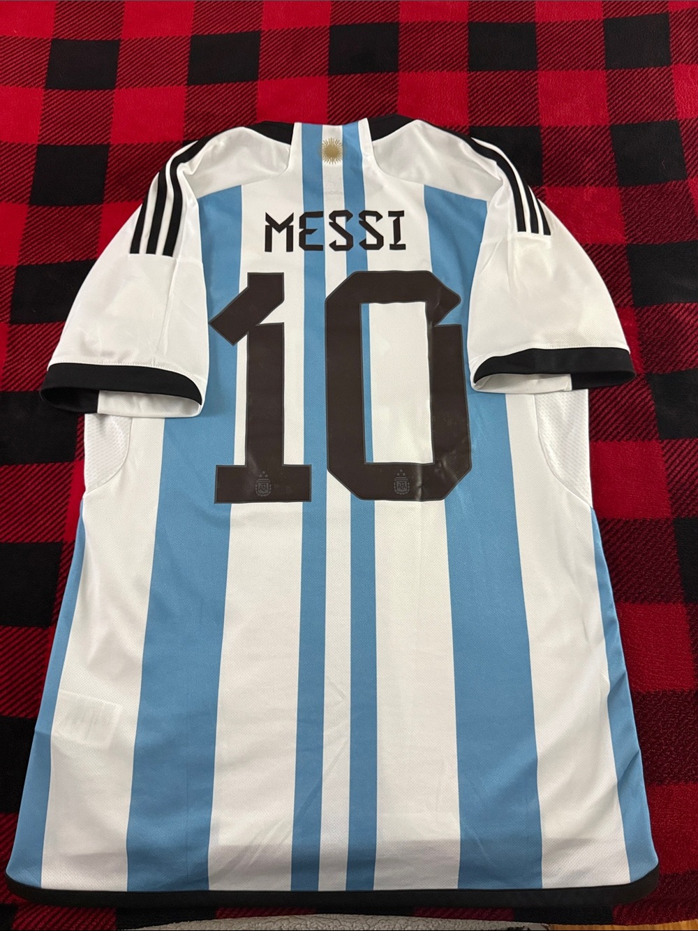 Argentina 🇦🇷 #10 Lionel Messi 2022 FIFA World Cup Winners Adidas Home Jersey